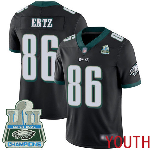 Youth Philadelphia Eagles #86 Zach Ertz Black Alternate Vapor Untouchable NFL Jersey Limited Player Super Bowl LII 100th->youth nfl jersey->Youth Jersey